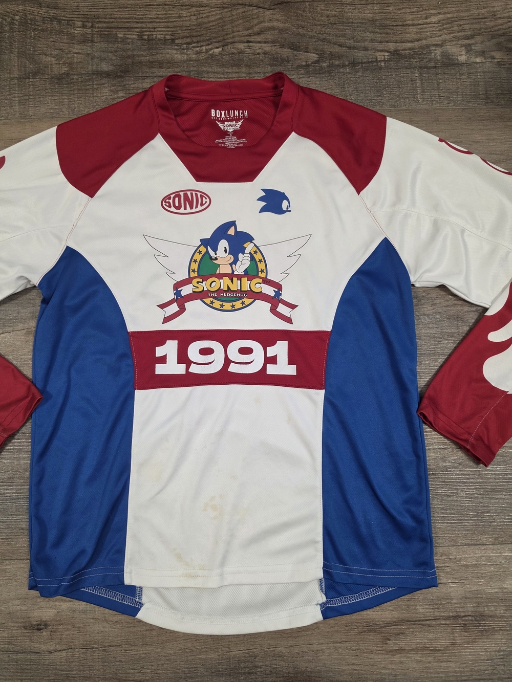 Sonic The Hedgehog 1991 Motocross Sonic Racing Jersey Men's Size Small *FLAW*